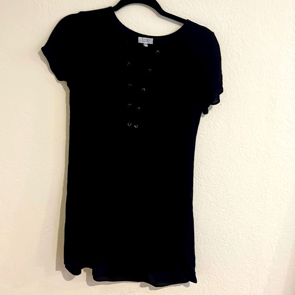 Tobi black front tie dress (XS)